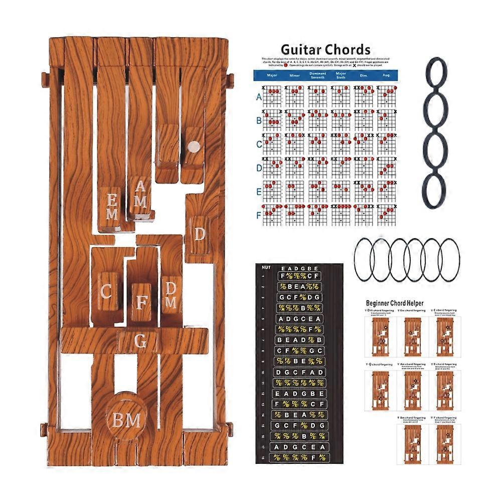 Allenatore di accordi per chitarra Sistema di apprendimento degli accordi per principianti Aiuto per suonare la chitarra Strumento per accordi Assistente per scale Legno rosso