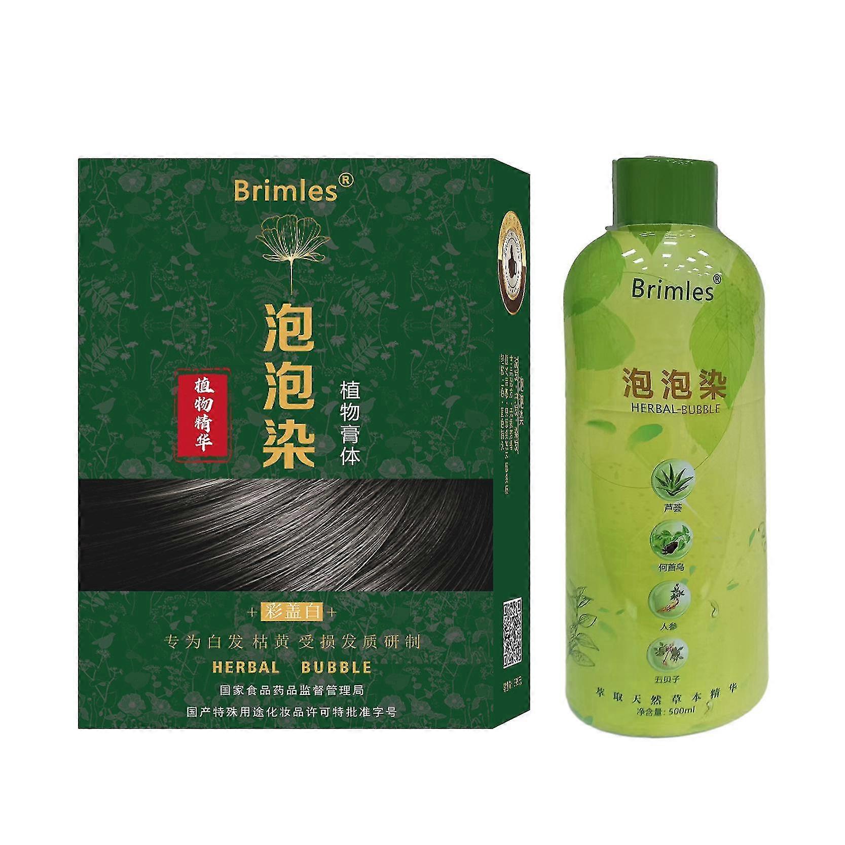500ml Brimles Shampoo, Herbal Bubble Gray Hair Dye Shampoo