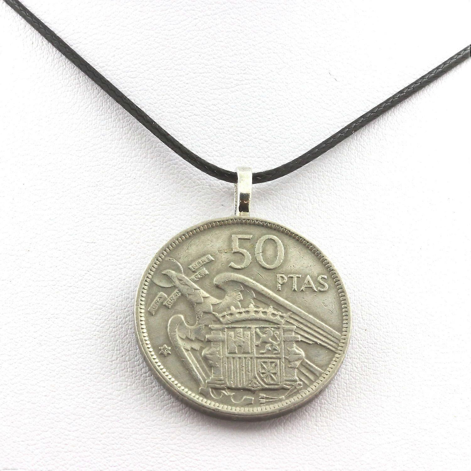 Coin necklace Spain 50 pesetas Franco