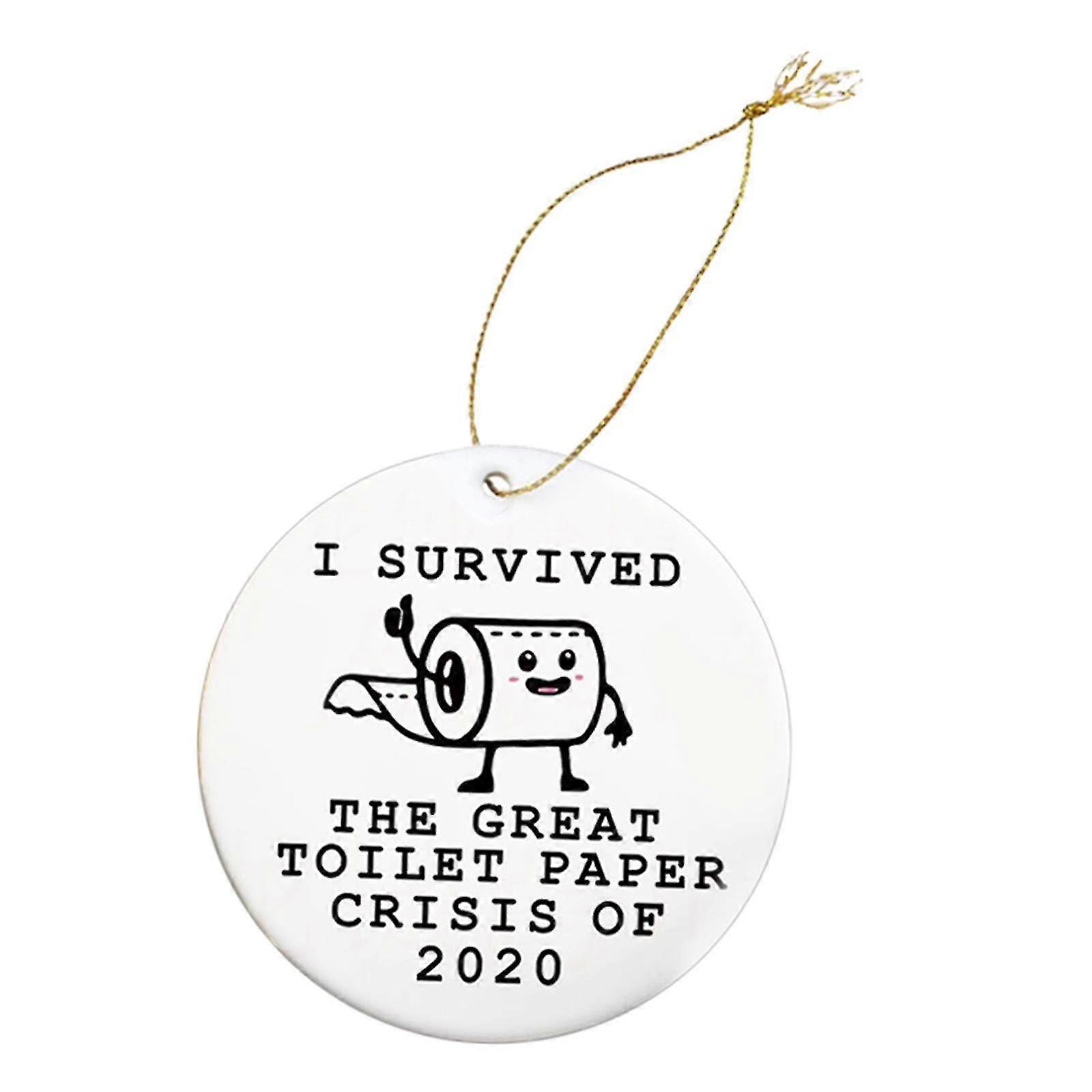 Exquisite Creative Christmas Tree Ornament Quarantine Survived Circle Two-side Printed Style 1