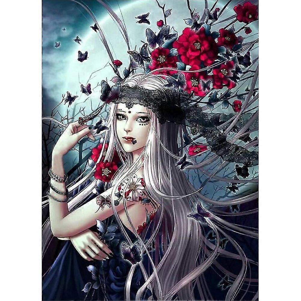 دي الجمال مع القمر 5D الفسيفساء الحفر الكامل جولة الماس الراتنج اللوحة كيت حجر الراين الرسم لديكور الغرفة