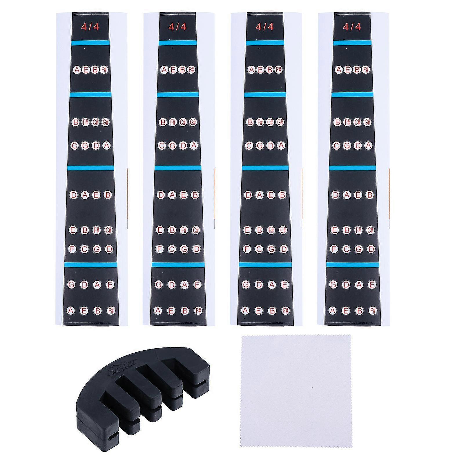 1 Set Violin Finger Guide Violin Fingerboard Sticker with Practice Mute Cloth
