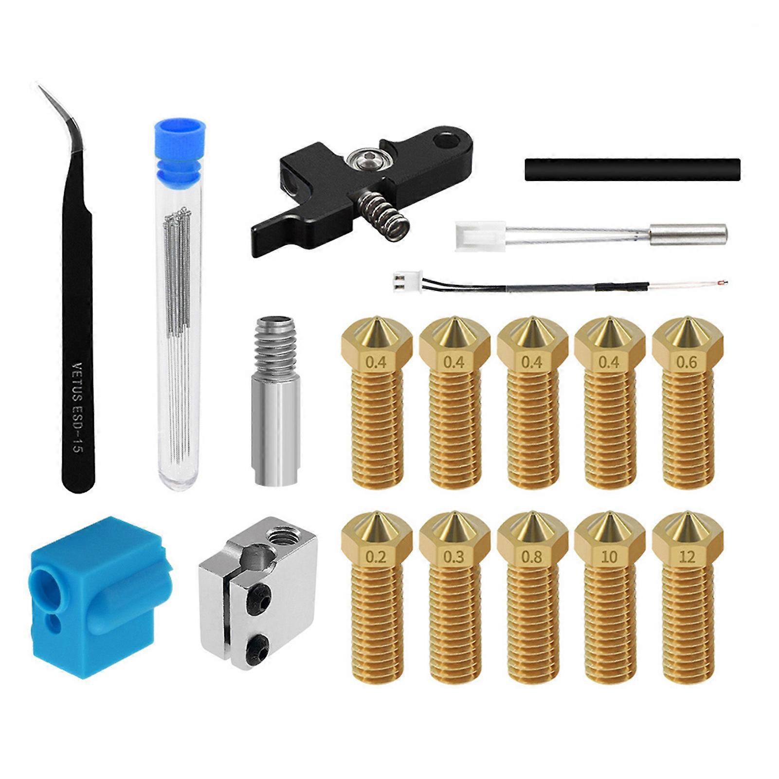 Extruder Kit with Volcano Nozzles Silicone Sleeve Aluminum Block Handle Thermistor Throat Tube Needles Compatible with Artillery Sidewinder X1 Genius