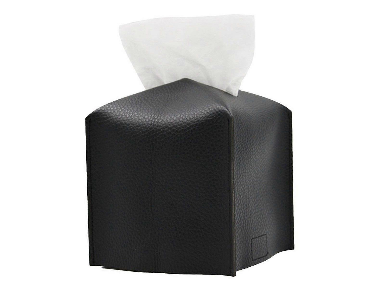 Square PU Leather Tissue Box Tissue Dispenser Napkin Storage Boxes Black
