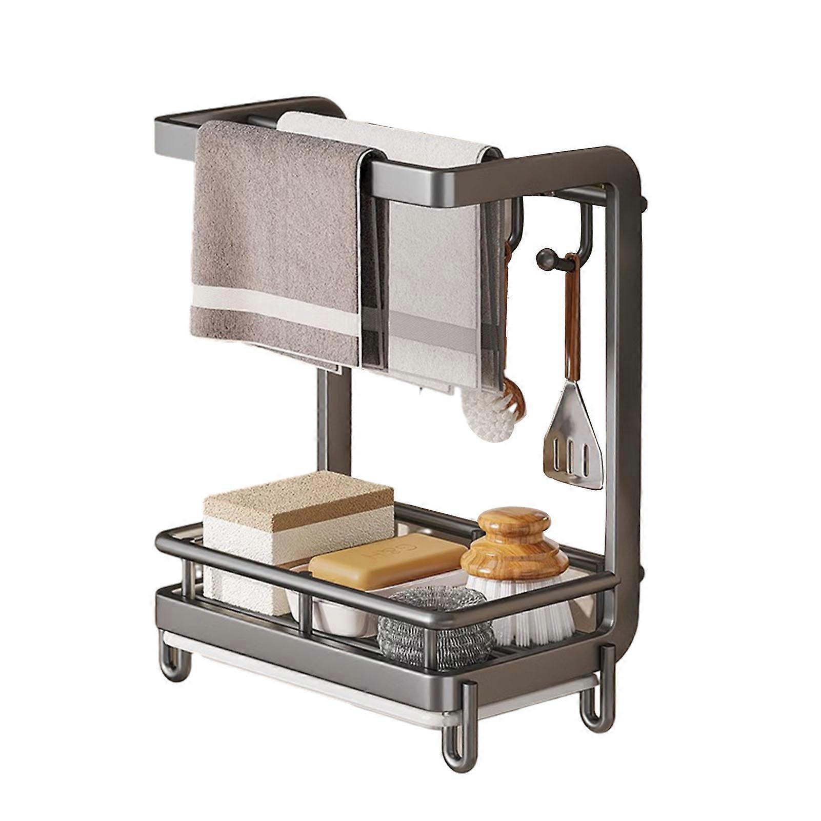 Kitchen Rag Storage Rack Multipurpose Large Capacity Towel Drying Holder for Home Bathroom