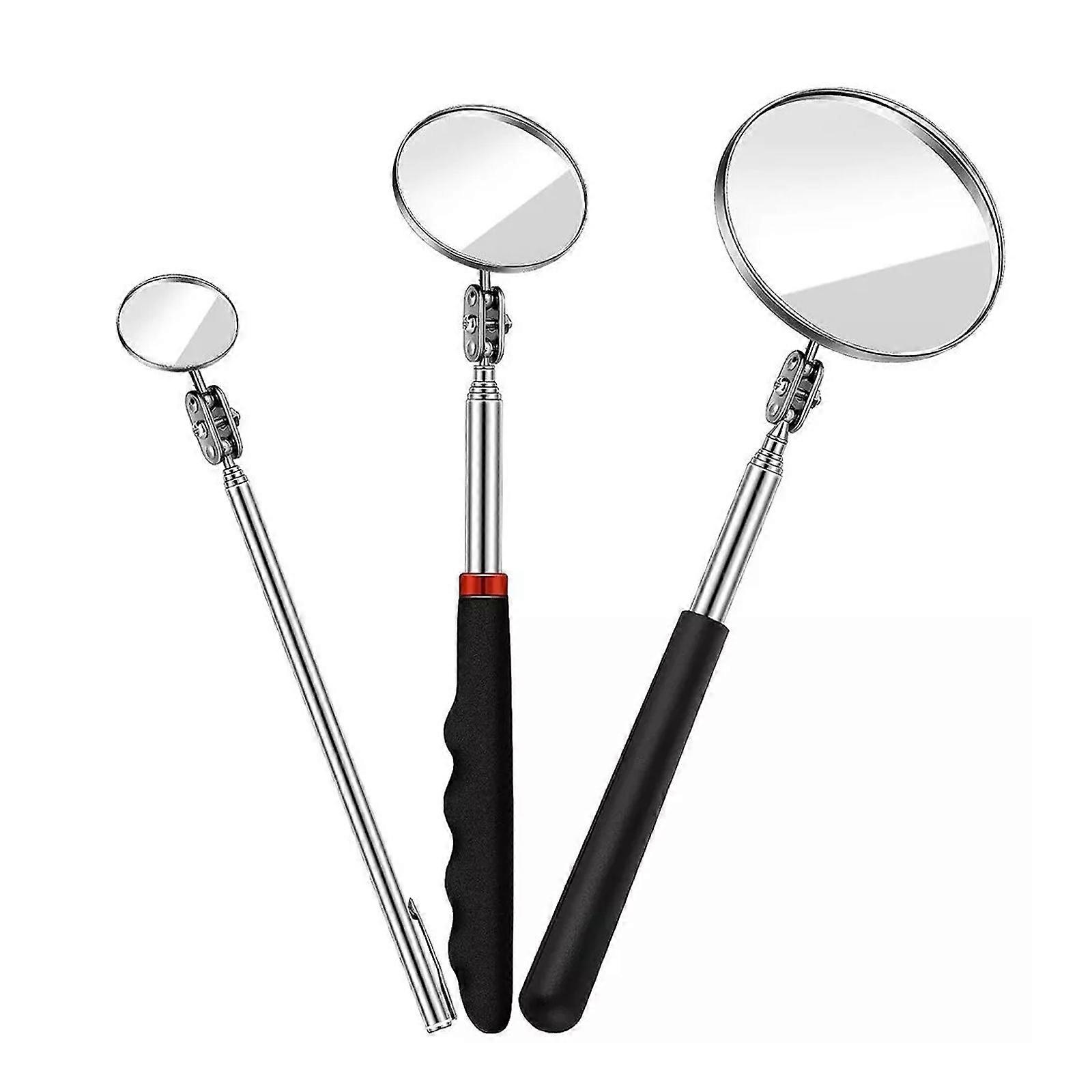 3PCS Round Telescoping Inspection Mirror Inspection Tool Small Part Observation