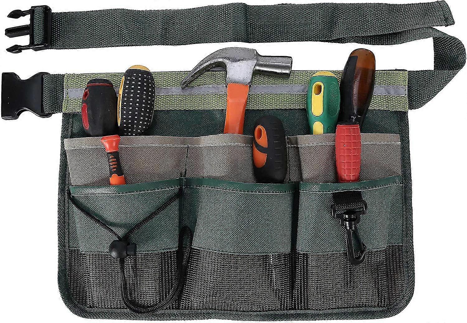حزام أداة الحديقة، حقيبة أداة مع 7 جيوب، حقيبة أداة حديقة مع حزام قابل للتعديل، أداة حزام الرجال للمنزل، حديقة، مطعم (أخضر)