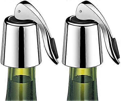 Wine Stoppers Set of 2 - Stainless Steel Wine Bottle Stopper with Silicone Seal, Reusable Beverage Preserver, Freshness Keeper, Premium Bottle Sealers