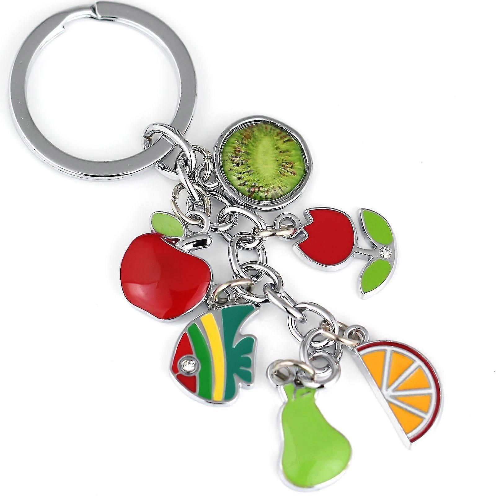 Fruit Shaped Key Ring Keychain Bag Pendant Jewelry Accessories Fruit Combination String Keychain