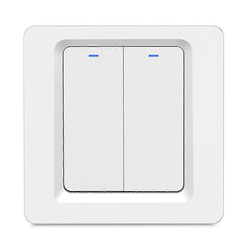 Zigbee Tuya Light Switch Single Living Line WiFi Push Button Wall Panel Switch, Work with Alexa, 2Gang, EU Plug
