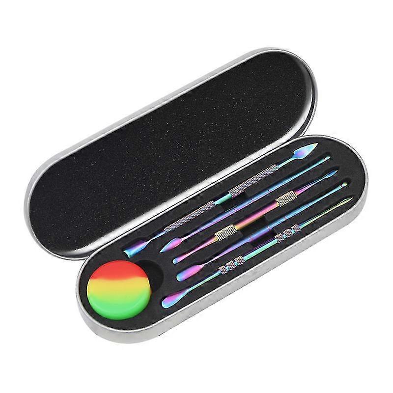 Rainbow Wax Carving Tool Stainless Steel Sculpting Tool Wax Scraping Spoon With Case Jar For Wax Ceramic Modeling7pcs
