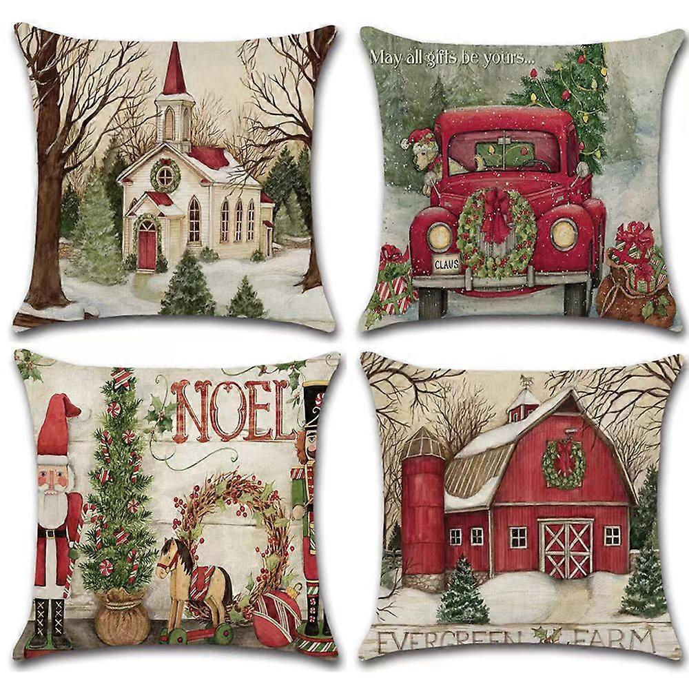 4pcs Christmas Decor XMAS Cushion Cover Throw