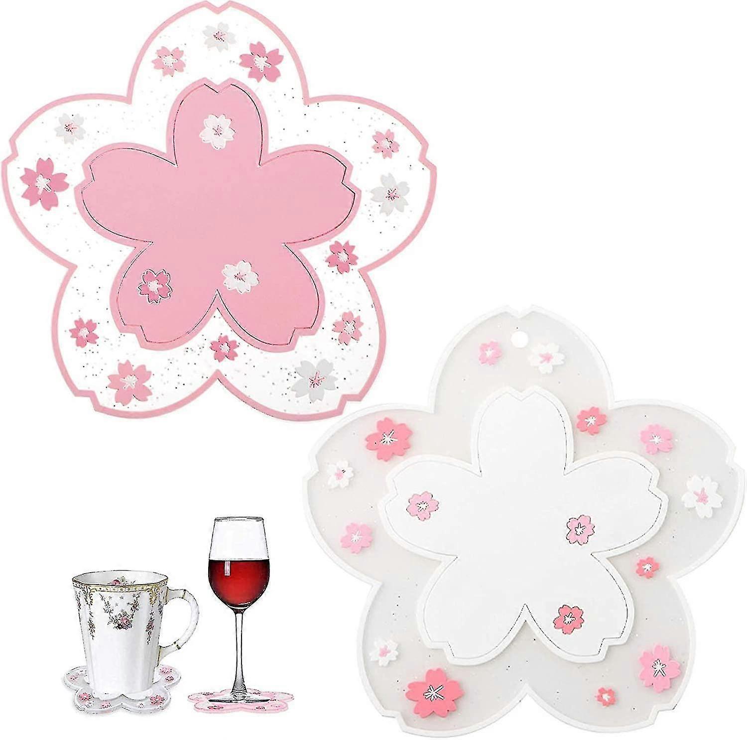 2 Piece Silicone Coasters Flower Shape Silicone Coasters