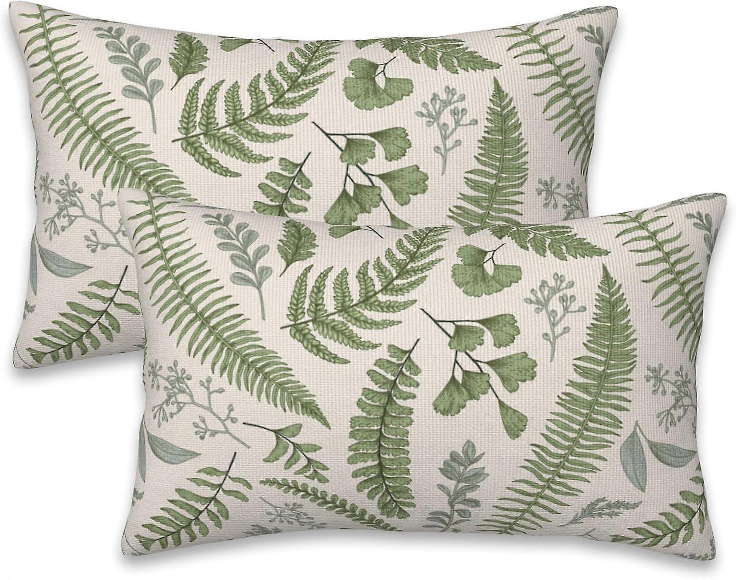 Yapraklar ve Otlar Atma Yastık Kılıfı Vintage Çiçekli Botanik Atma Yastıkları 2'li Set Süper Yumuşak Yastık Kılıfları 20x12 İnç Çiftlik Ev Dekorasyonu fo