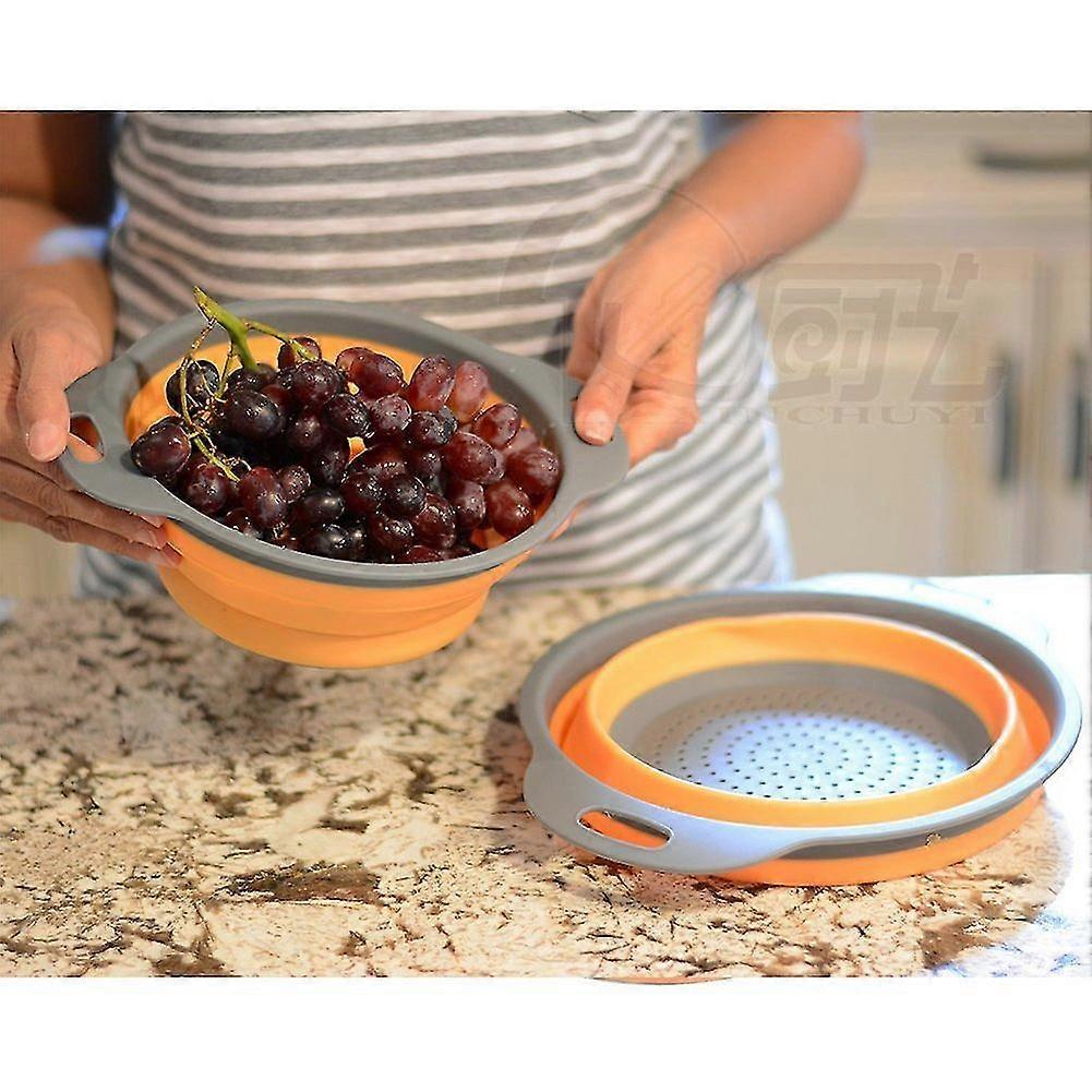 2pcs/set Foldable Silicone Drain Basket Practical Kitchen Vegetables Strainer
