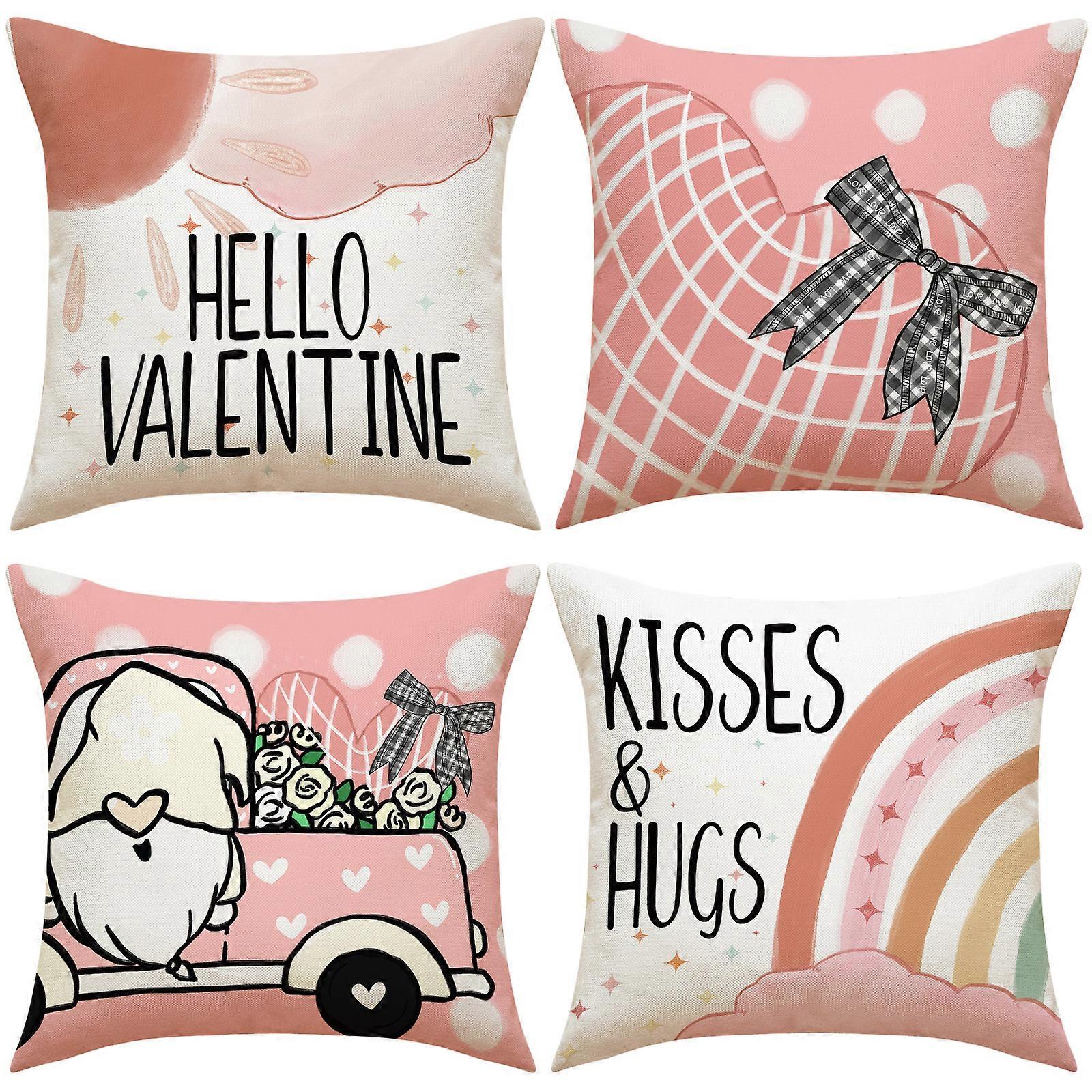 4pcs  Cute Linen Pillowcases, 45x45 cm