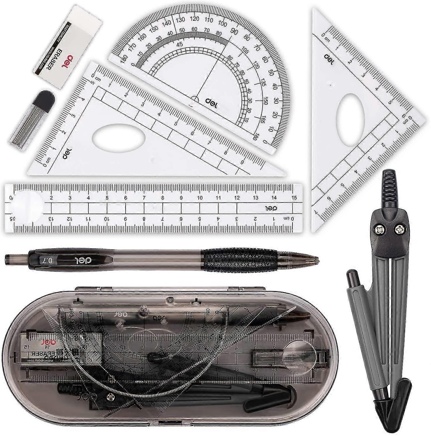 Compass Set, Compass For Geometry Math Geometry Kit 8 Pieces - Student Supplies Drawing Compass, Pro