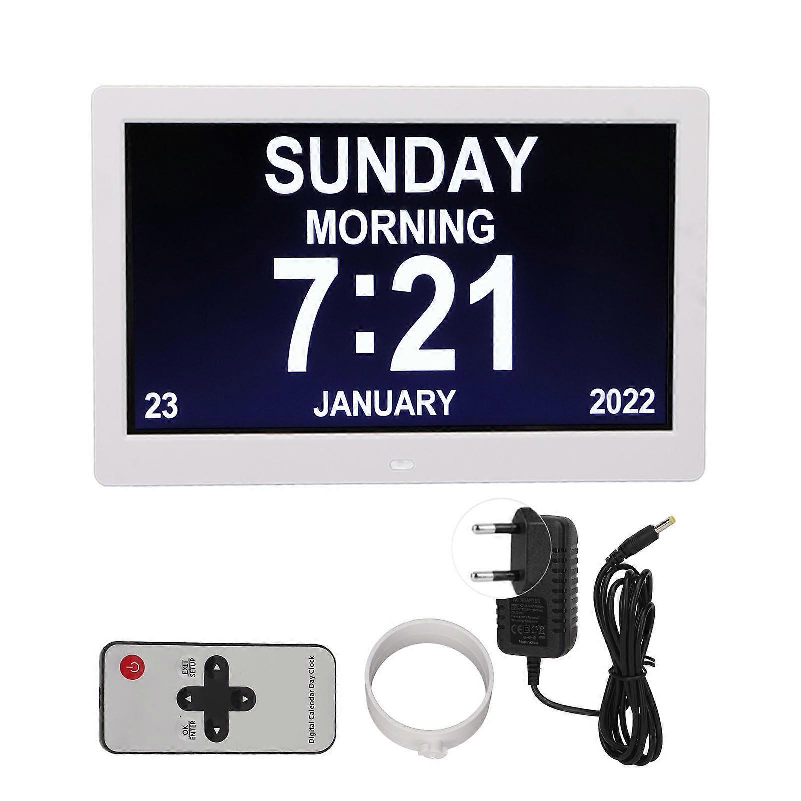 Digital Photo Frame 10in 1024x600 LCD Alarm Clock Remote Control 100?240V for Home EU Plug