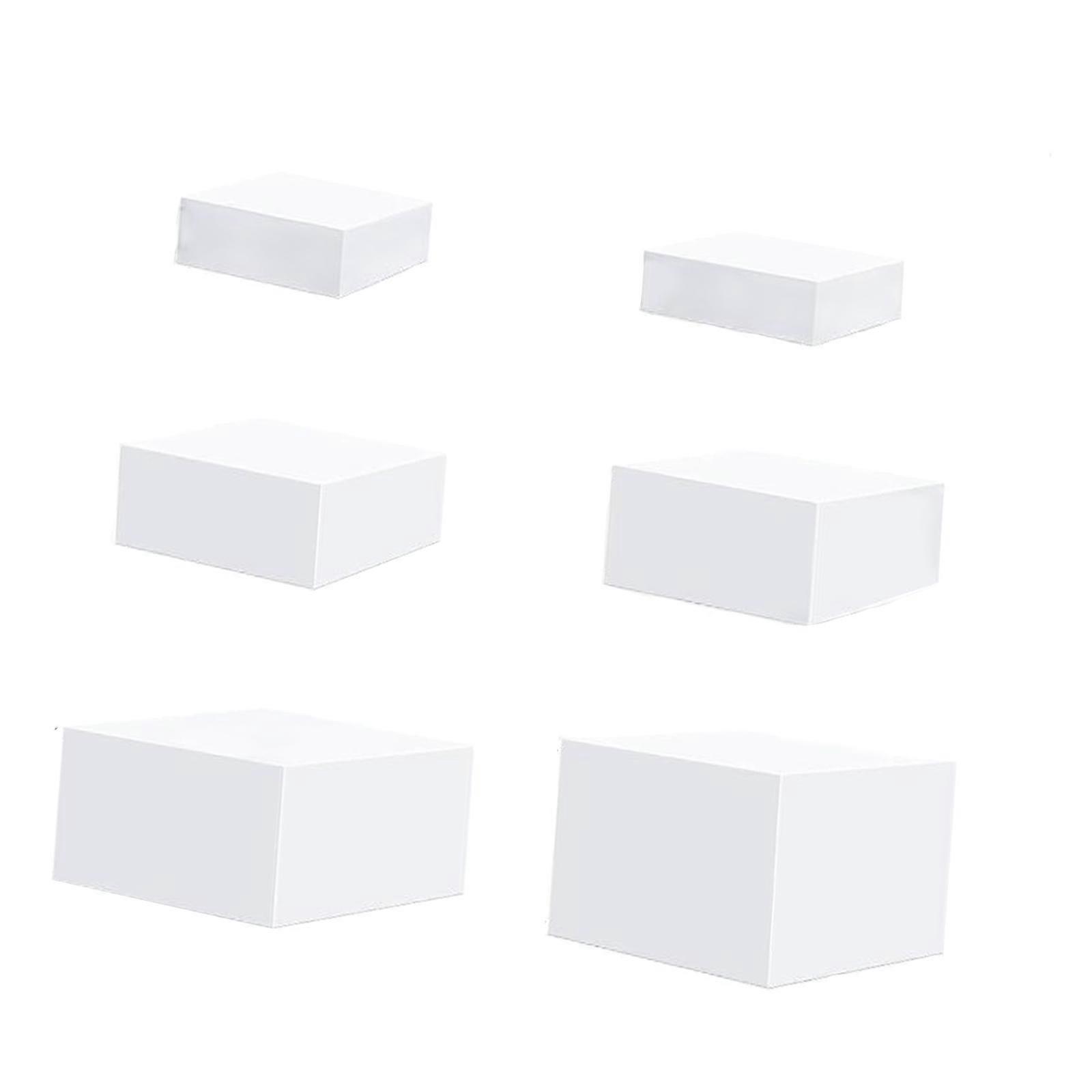 6Pcs Acrylic Cube Display Box Riser Nesting Riser for Food Dessert Cosmetics White