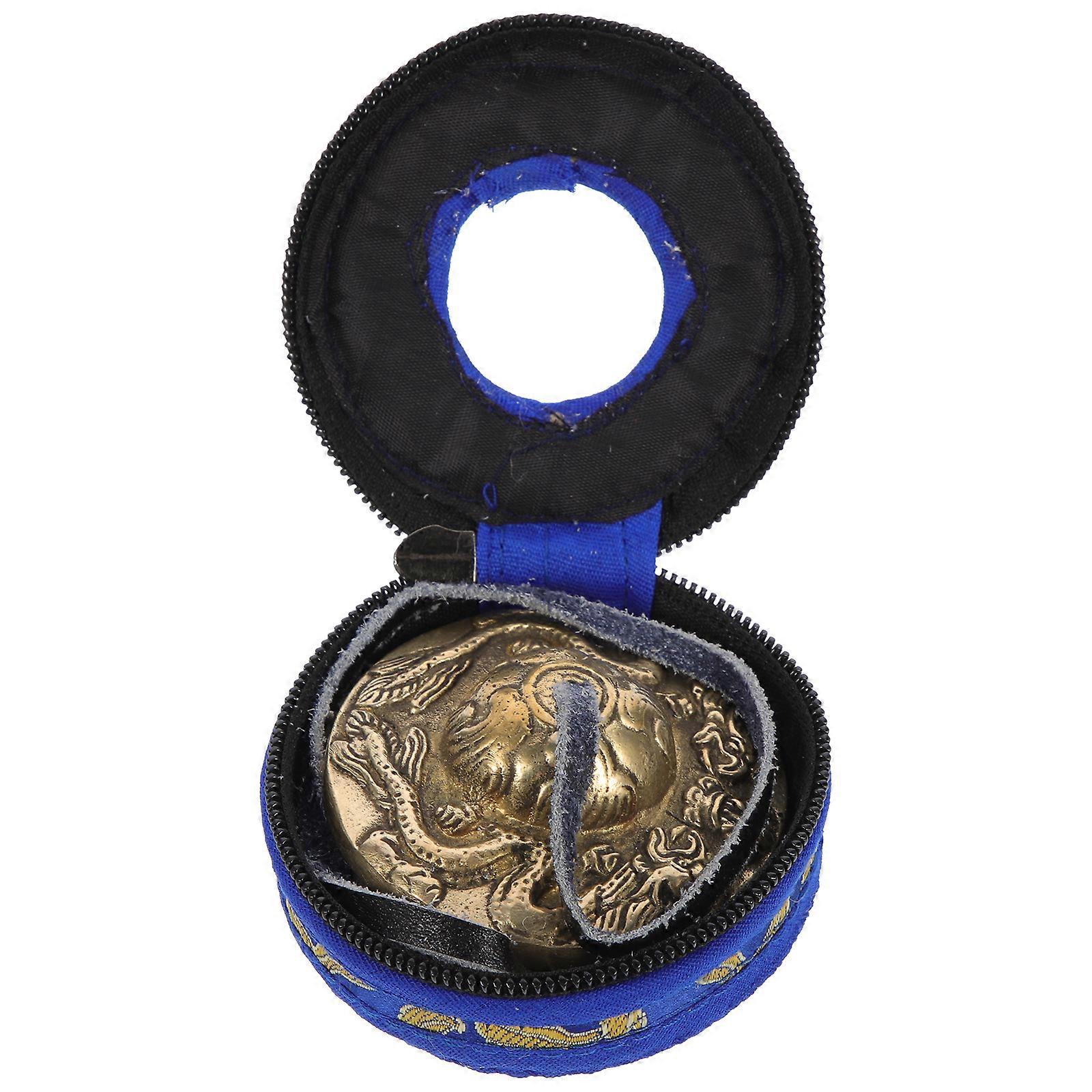 1Pc Meditation Cymbal Bell Practical Yoga Cymbal Bell with Storage Bag (Golden)