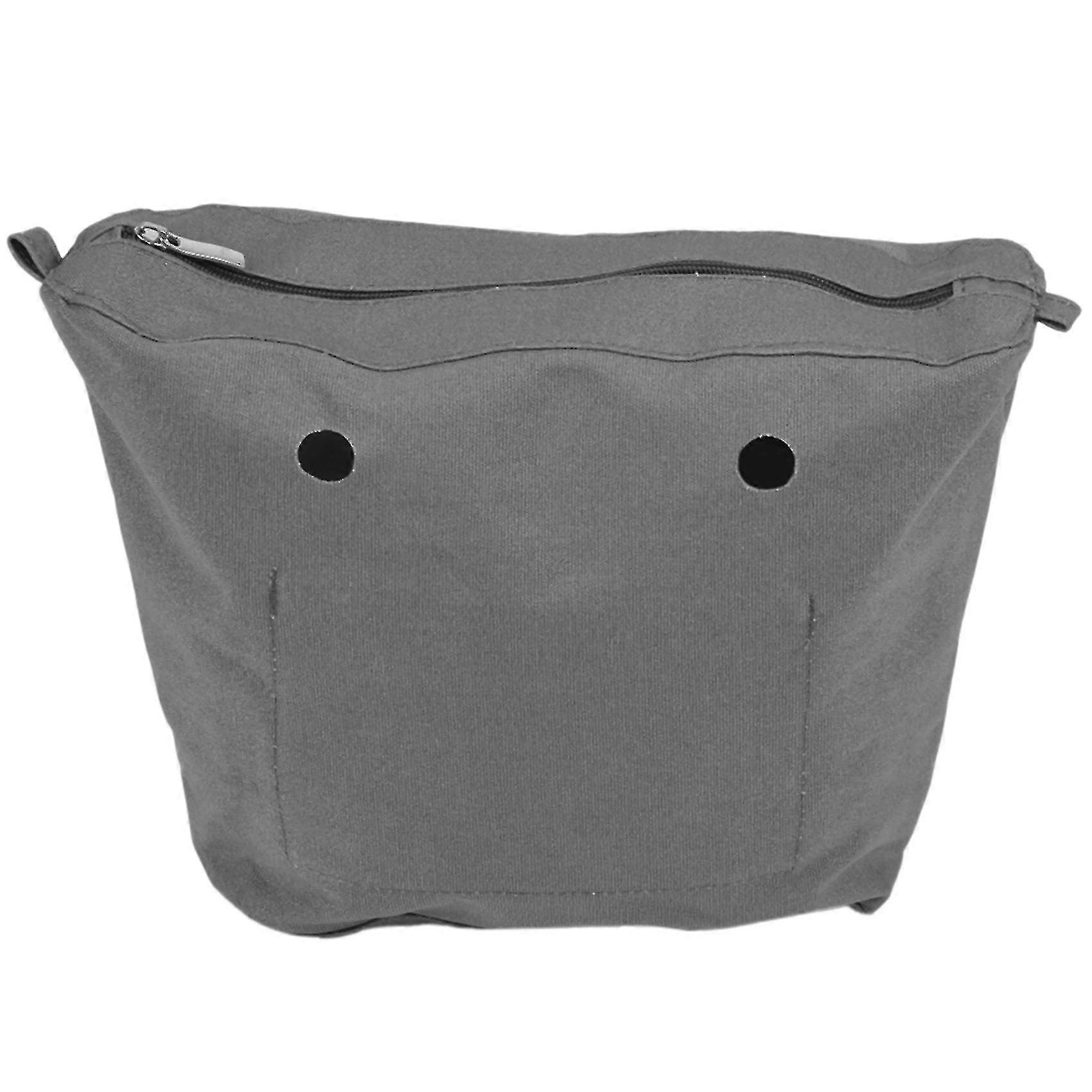 Waterproof Solid Canvas Insert Inner Lining Insert Zipper Pocket For Obag O Bag Bag Deep Gray Mini