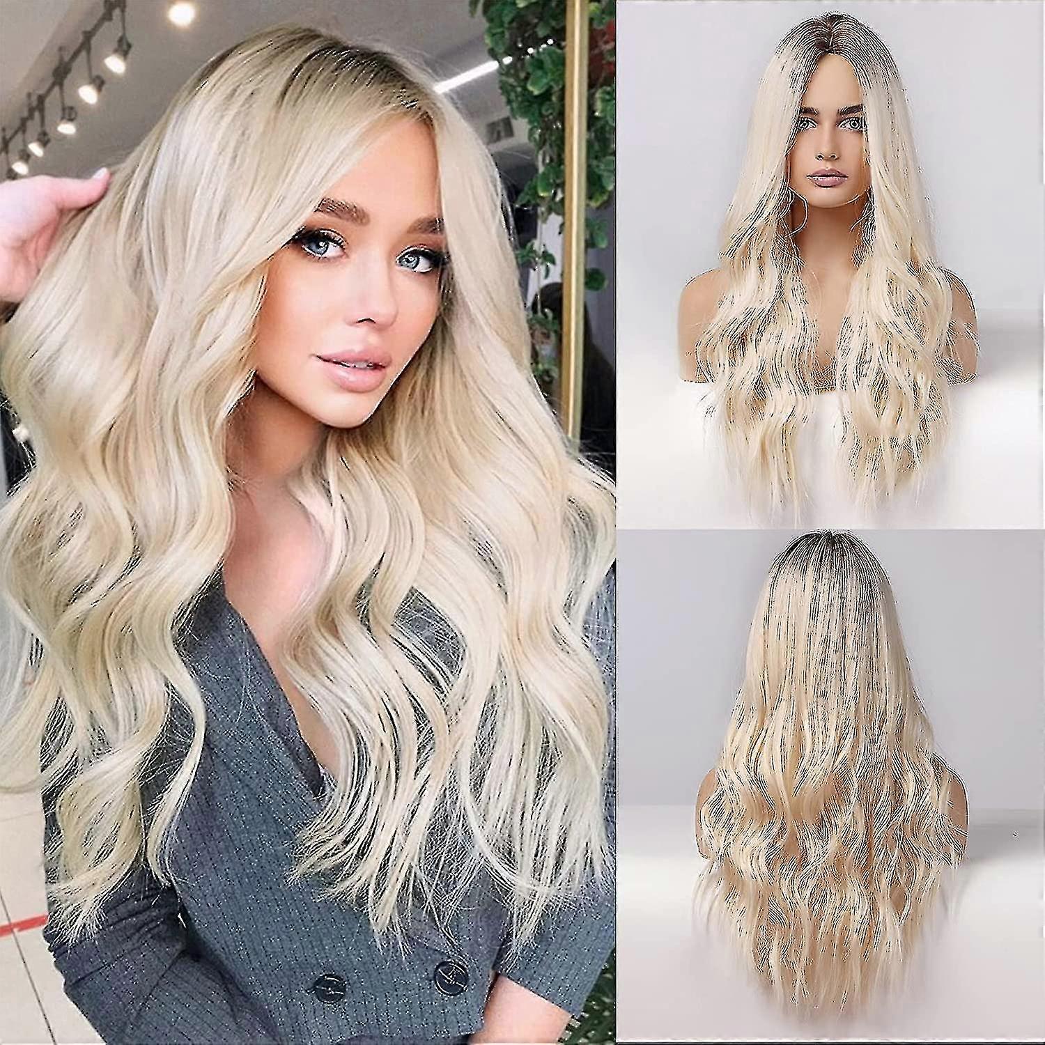 Peluca rubia larga y rizada para mujer