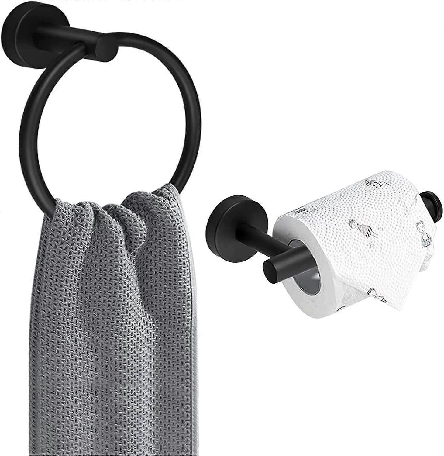 Wall Mounted Toilet Paper Holder and Towel Ring, 1 Pieces 304 Stainless Steel Roll Holder Toilet Paper Holder Hardware Accessory, for Bathroom Kitchen