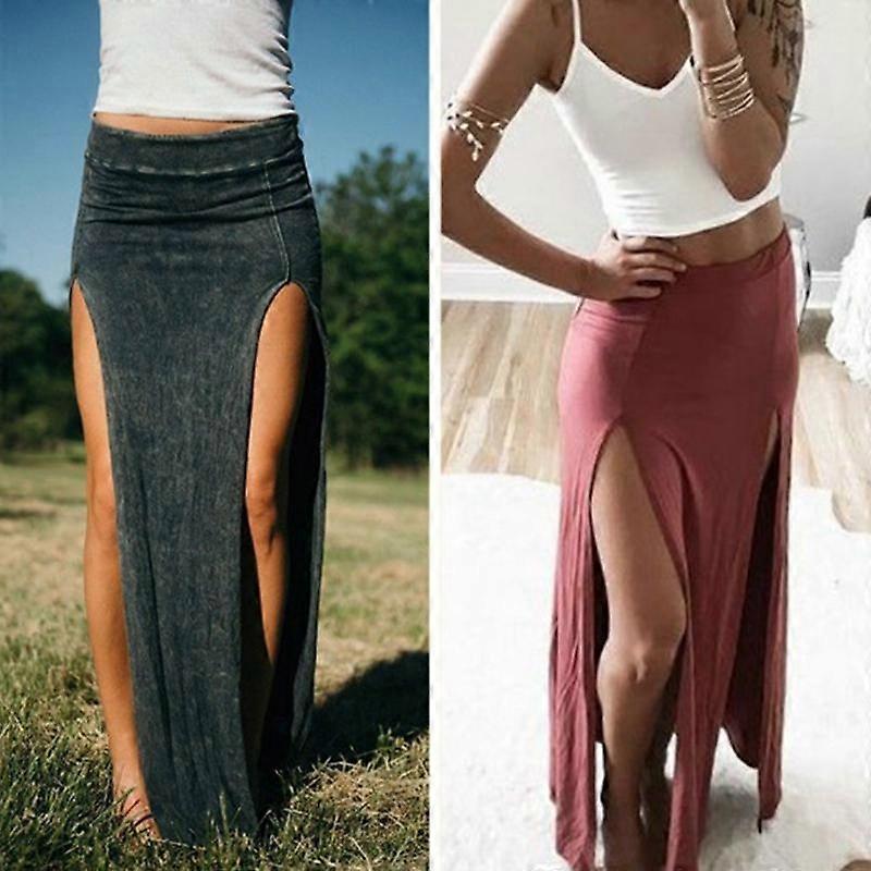 Women Summer New  Long Skirts Solid Sexy Split Pencil Skirts
