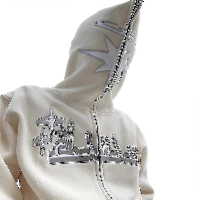 רוכסן מלא נשים גברים קפוצ'ון Y2k קפוצ'ון משוחרר היפ הופ גות' זוג ז'קט