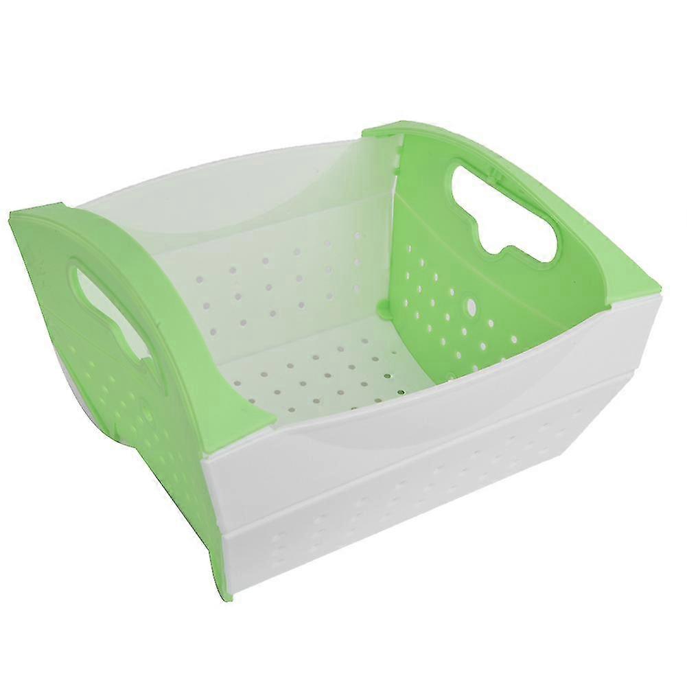 Fruit Vegetable Folding Wash Draining Basket Silicone Kitchen Strainer Colander(Green)