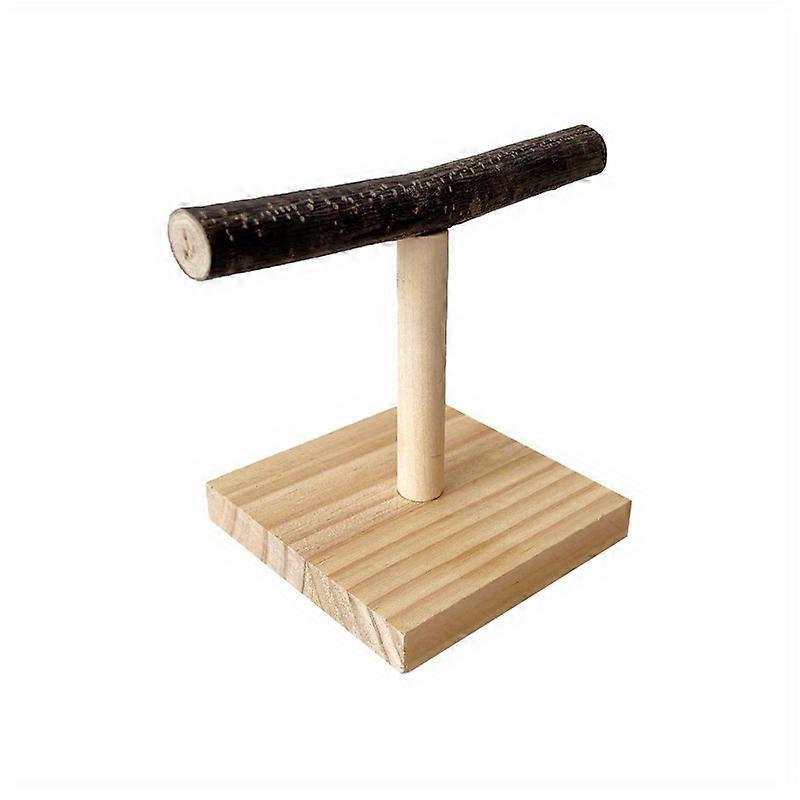 Natural Solid Wood Parrot Perch - Interactive Training Stand With Play Stick For Birds
