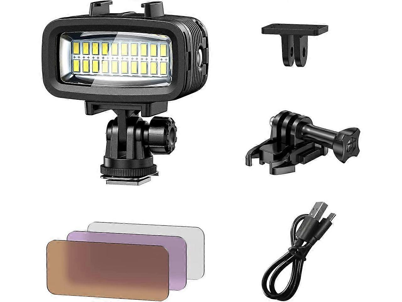 Diving Video Light Waterproof 40M with Hot Shoe Adapter 3 Color Filters Led Camera Fill Lights Underwater Photography Lighting For Gopro Nikon Sony