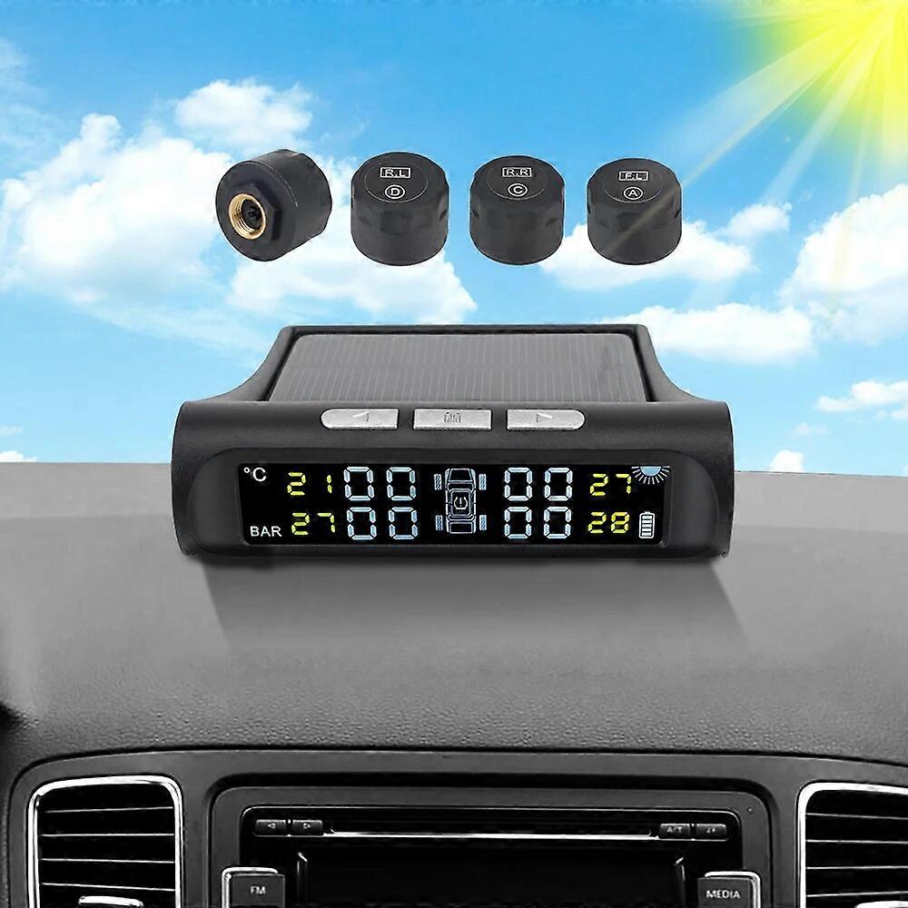 Motor Vehicle Sensors Tire Diagnostic Kit Car Accessories Solar TPMS with 4 External Sensors Digital LCD Display Tyre Pressure Monitoring System