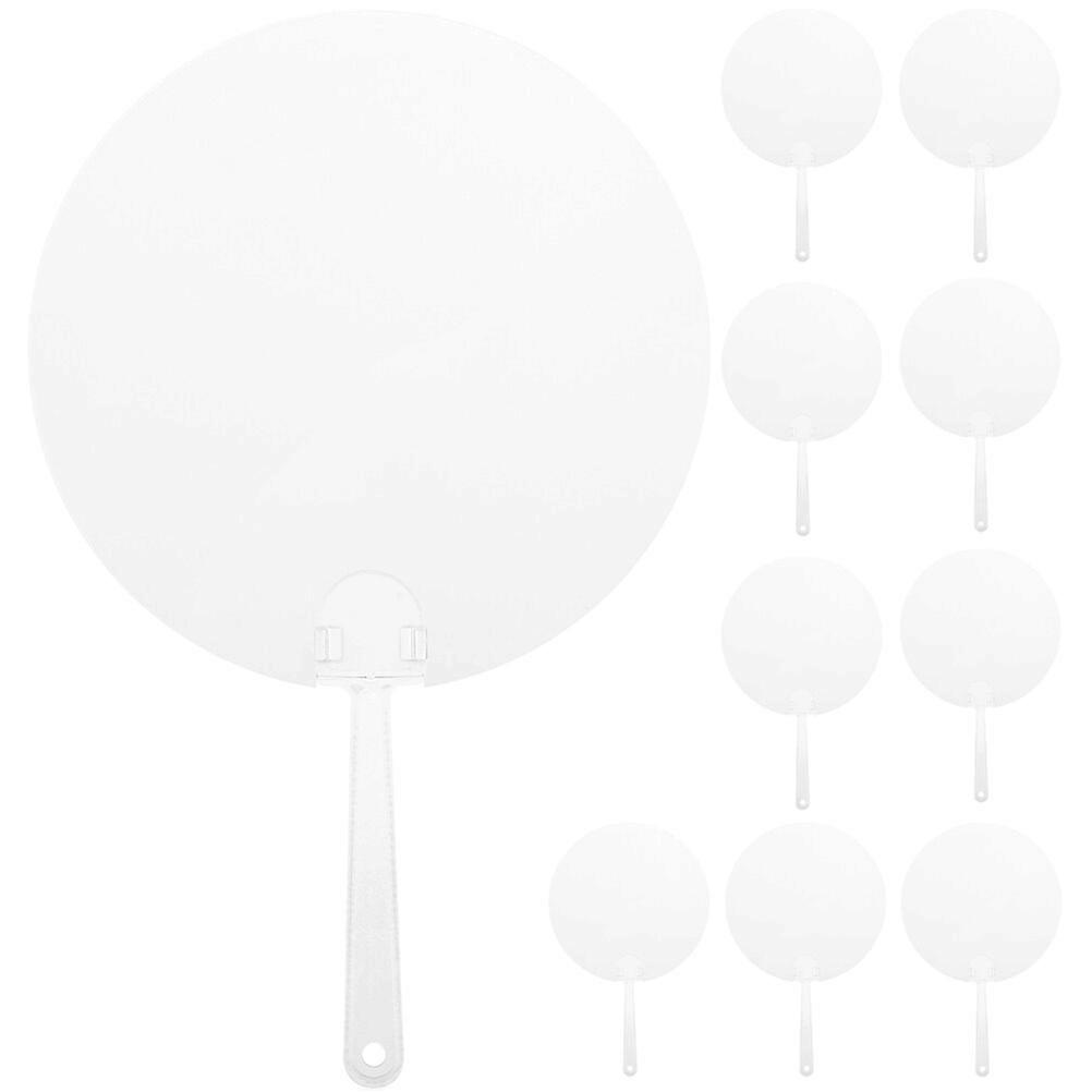 10pcs Round Hand Fan Transparent Blank Diy Fan Multi-fonctionnel Stage Performance Fan