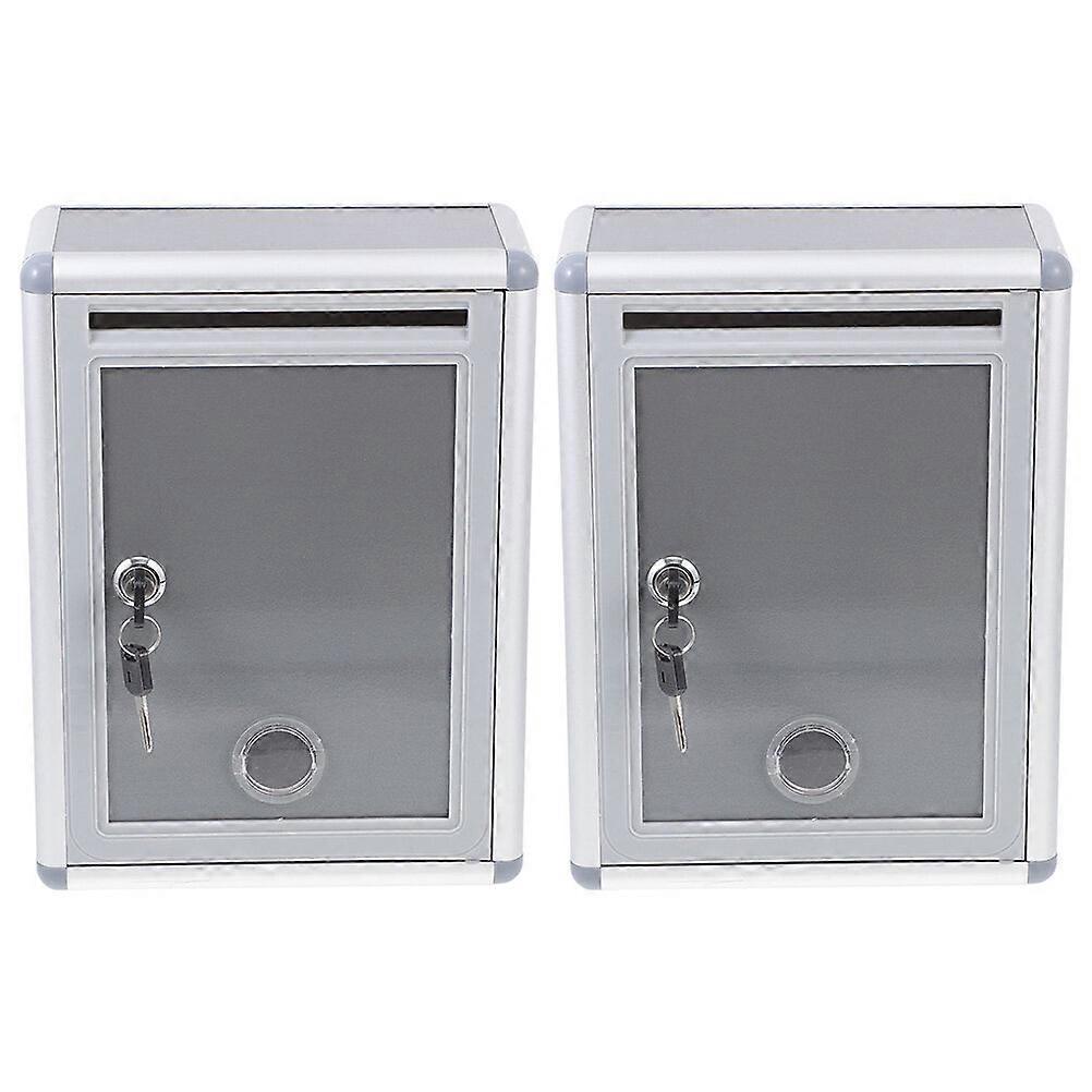 2pcs Office Suggestion Boxes Letter Box Metal Mailbox Voting Box Wall Ballot Box with Lock