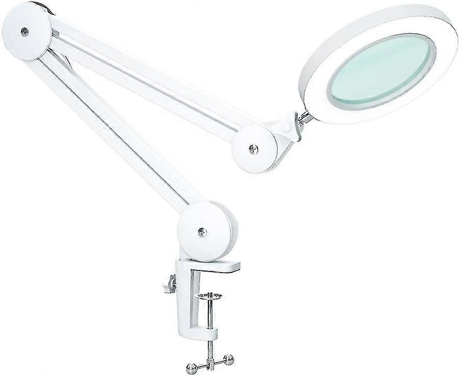 Magnifying Lamp - Magnifier With 5 Diopter Light - With Clamp, Swivel Arm, Dimmable, 3 Color Modes, 105mm Glass Lens - Light For Reading, Crafts - 5x-
