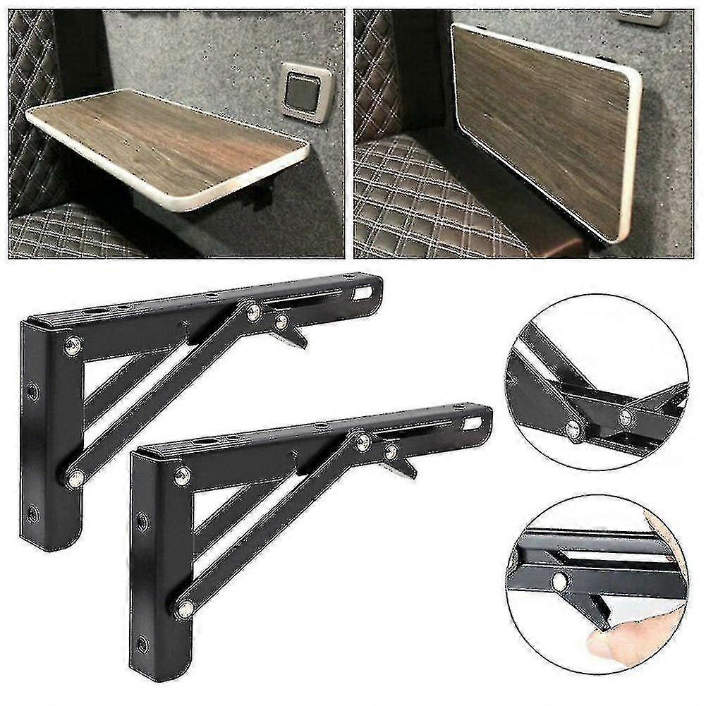 2stk Sort finish autocamper varevogn foldebeslag bordhylde interiør tilbehør til autocamper campingvogn Rv autocamper trailer madvogn