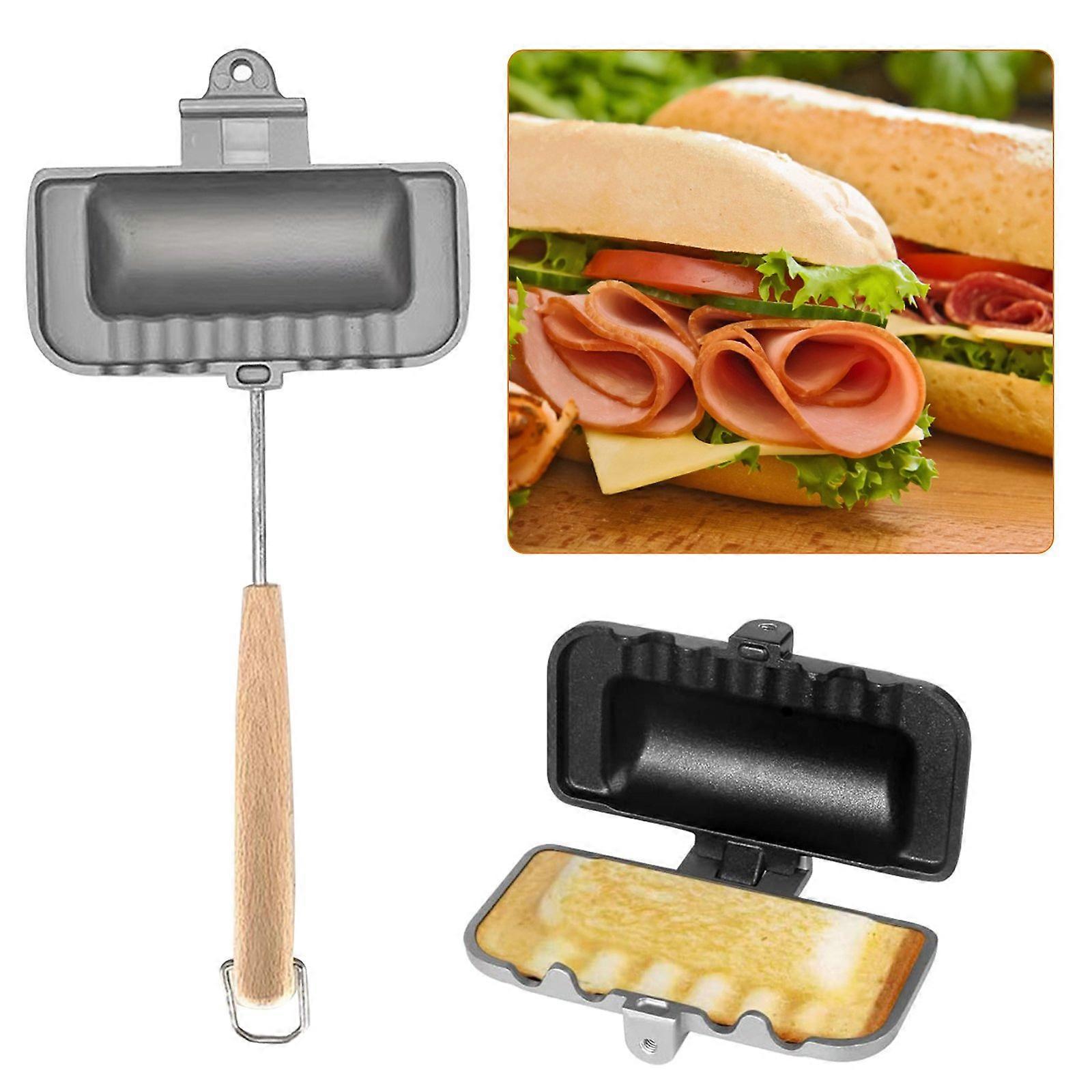 Double Sided Multipurpose Sandwich Pan Non-Stick Foldable Grill Frying Pan for Bread Toast Breakfast Machine Pancake Maker