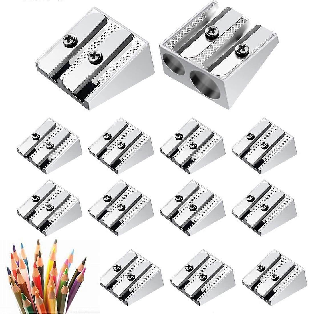 Pencil Sharpener, Double Hole Aluminum Alloy Pencil Sharpener, Handheld Metal Pencil Sharpener, Metal Wedge Sharpener, 13pcs(D-)