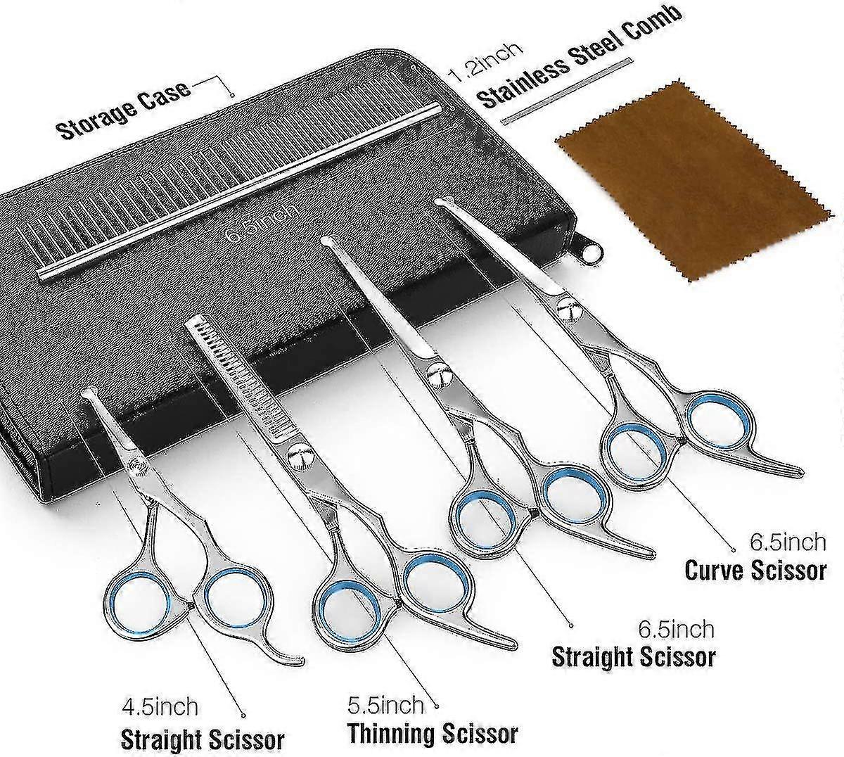Dog Grooming Scissors Kit Professional Safety Thinning Shears Comb