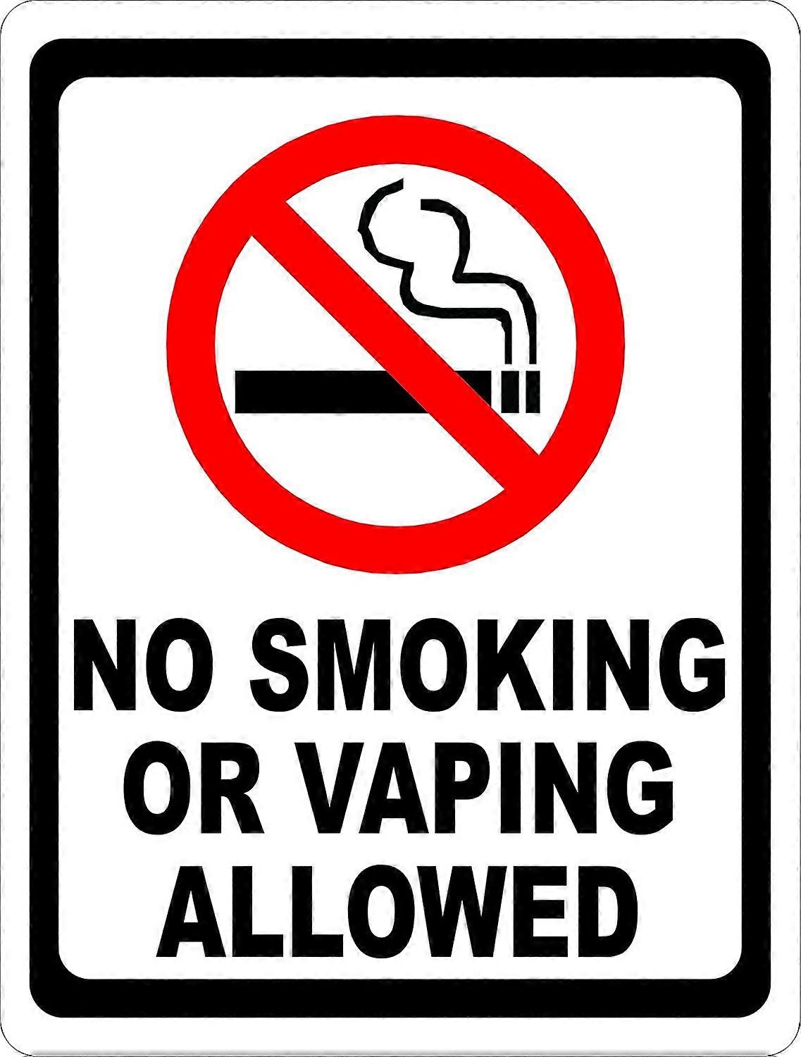 No Smoking or Vaping Allowed Sign. 12x18 Metal. Inform of Vapor & Smoking Rules.
