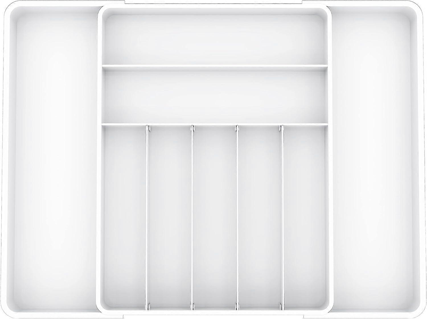 pleHouseware Expandable Kitchen Drawer Flatware Organizer, White White