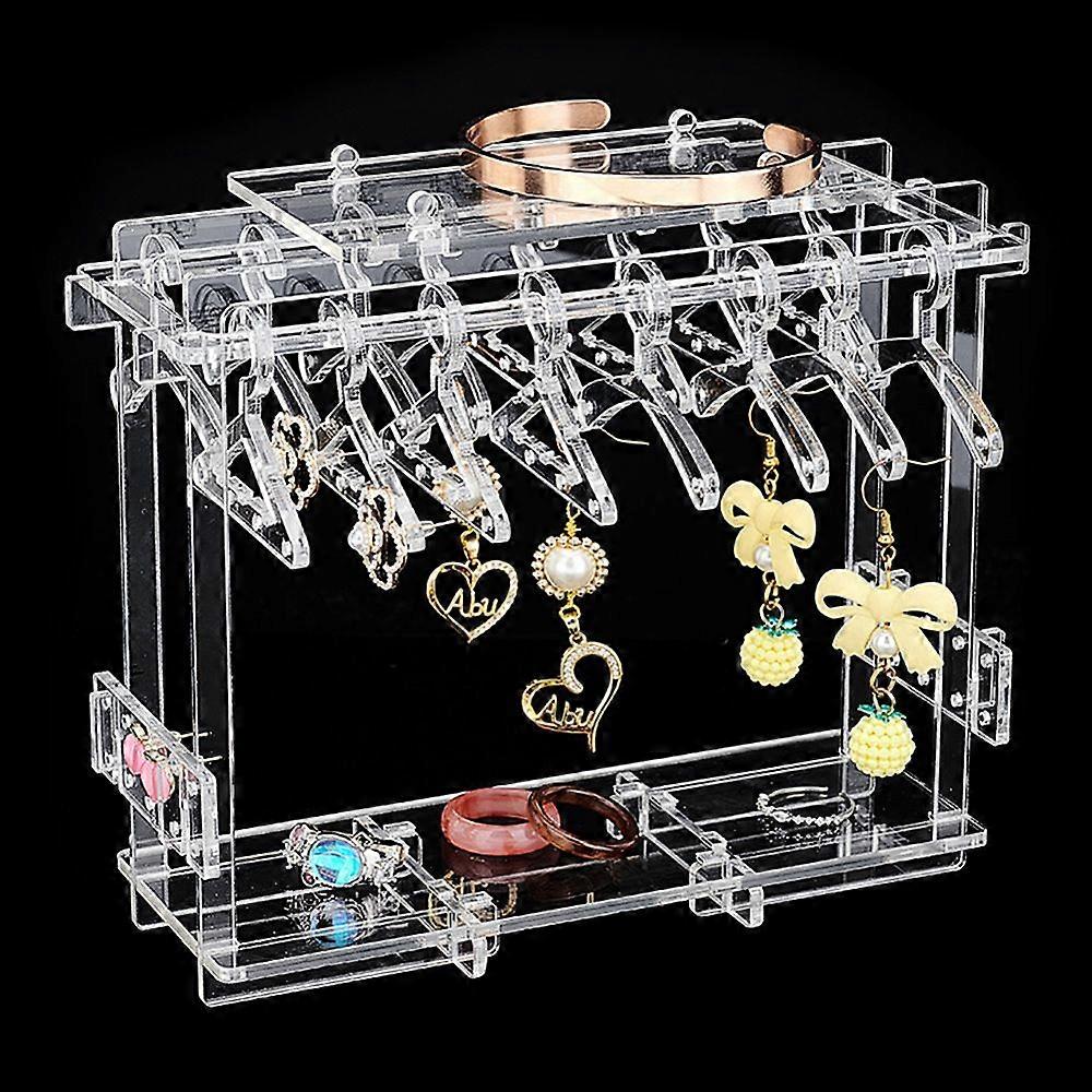 1 Set Transparent Acrylic Earring Display Stands Coat Hanger Shape Clear 3.7~15x5.5~16.1x0.3cm about 25pcs/set