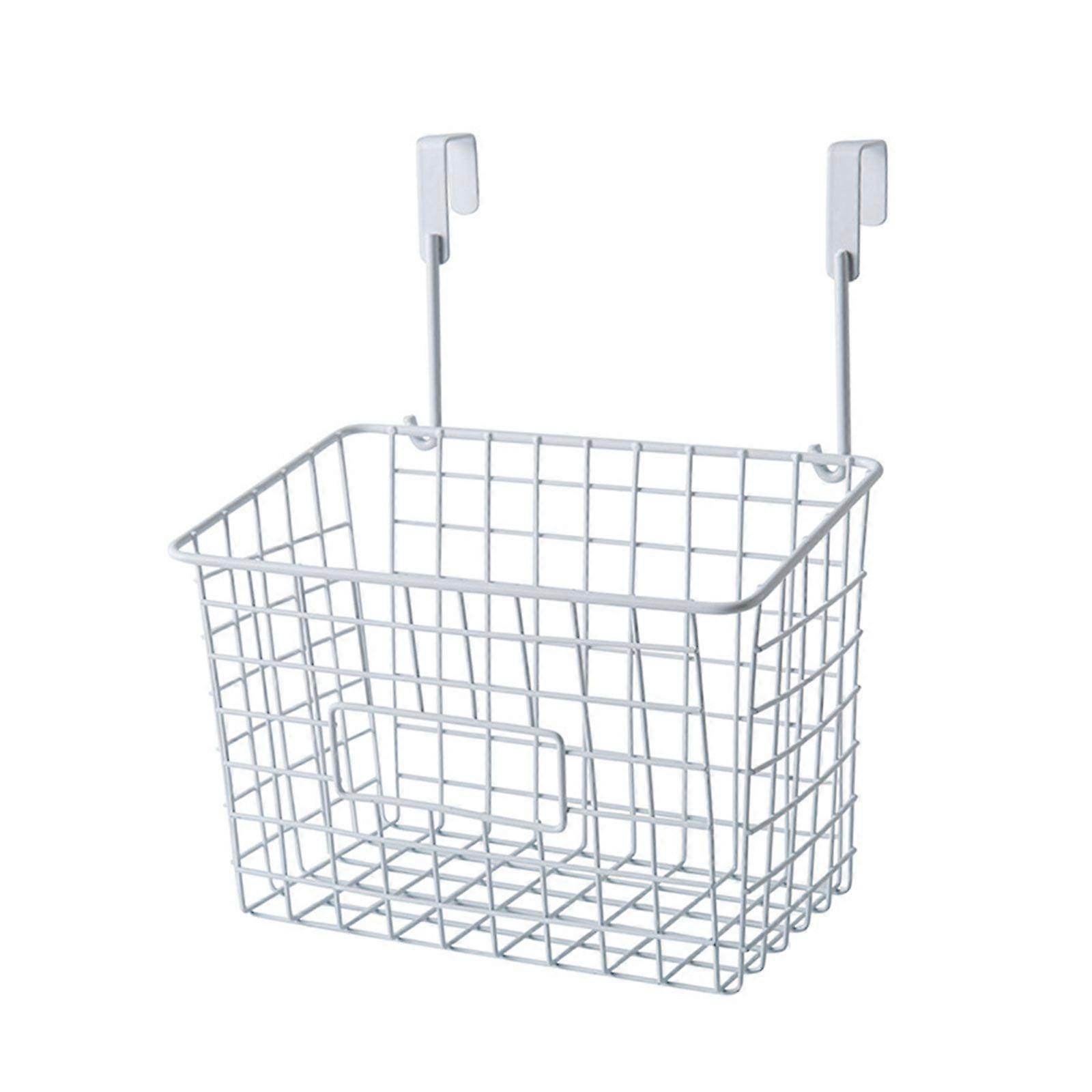Over Cabinet Door Organizer - Stackable Metal Storage Baskets for Kitchen Bathroom Laundry White