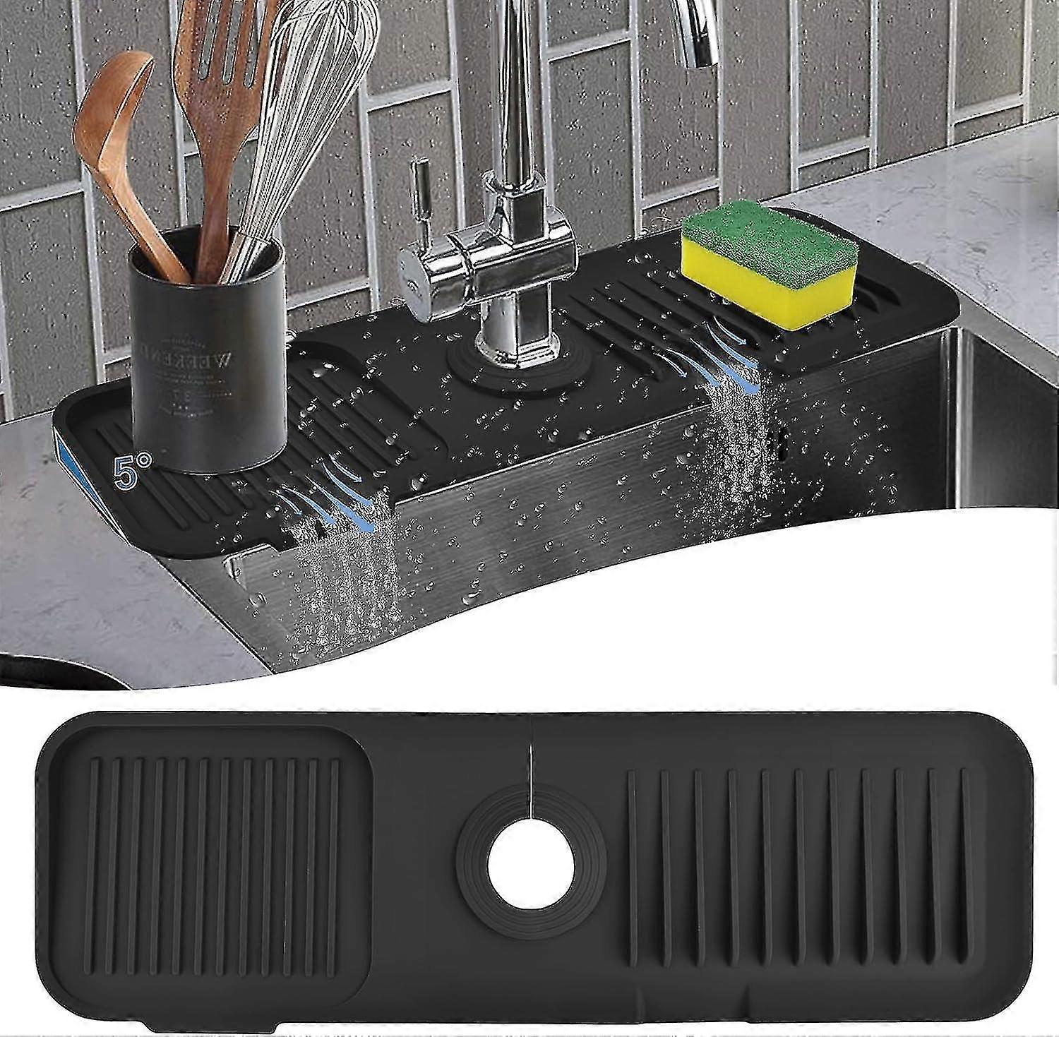 Kitchen Splash Guard For Sink, Silicone Sink Faucet Mat Splash Guard, Faucet Absorbent Sink Protectors Mat