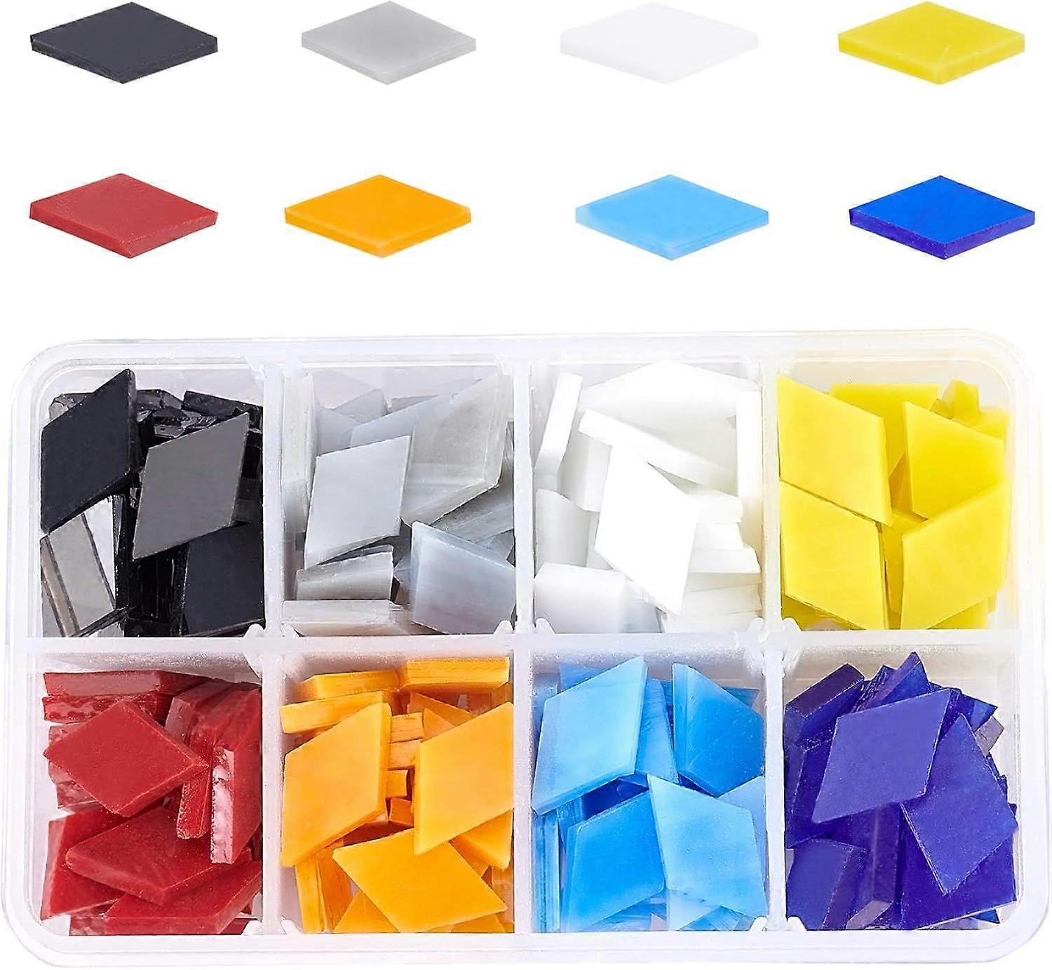 240PCS Glass Mosaic Tiles Mosaic Chips Mosaic 8 Colors Opaque Rhombus Mosaic Tiles for Decoration, Craft, DIY Art Projects