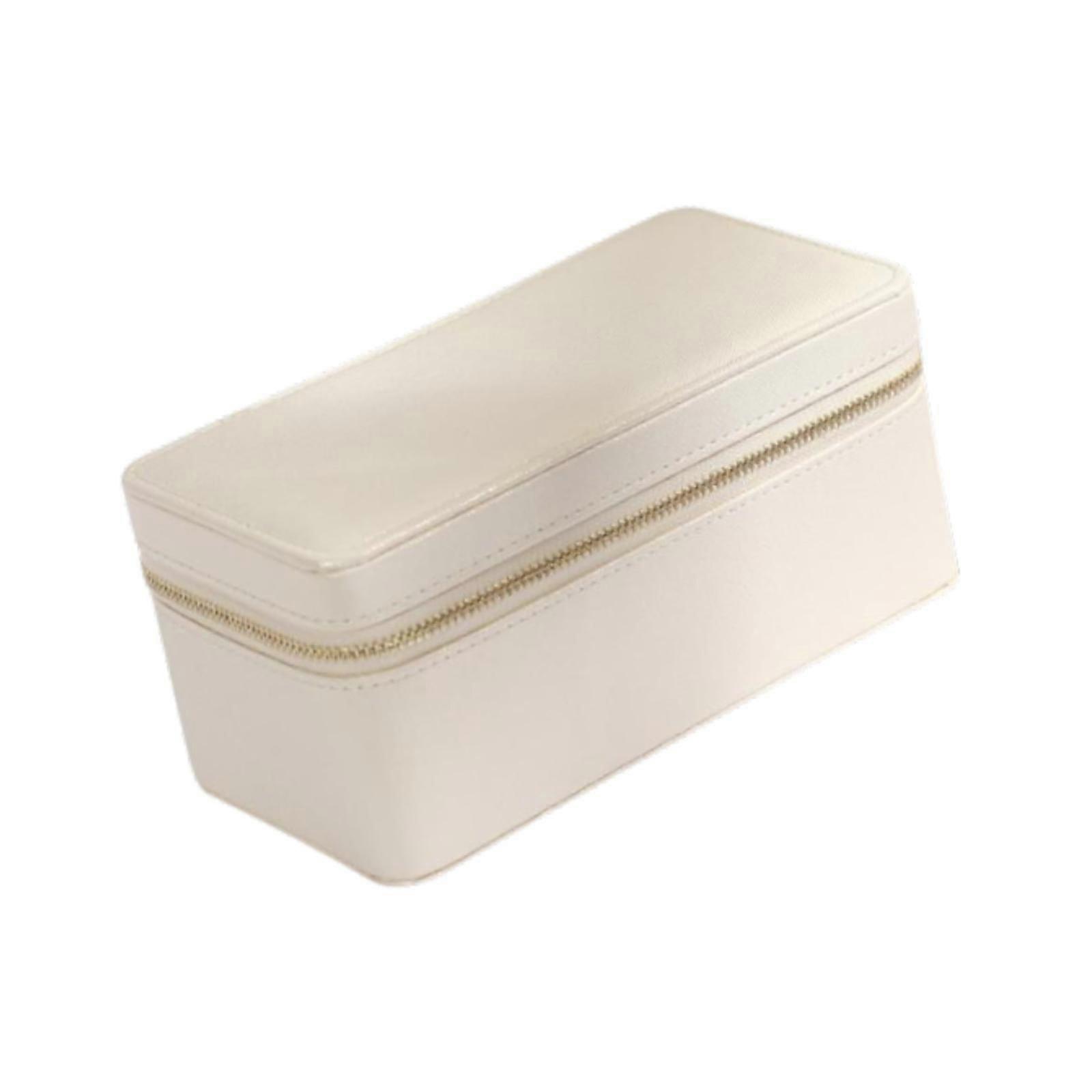 Caixa de Jóias Portátil com Fecho de Correr Bangle Box para Relógios de Casamento Flea Markets bege