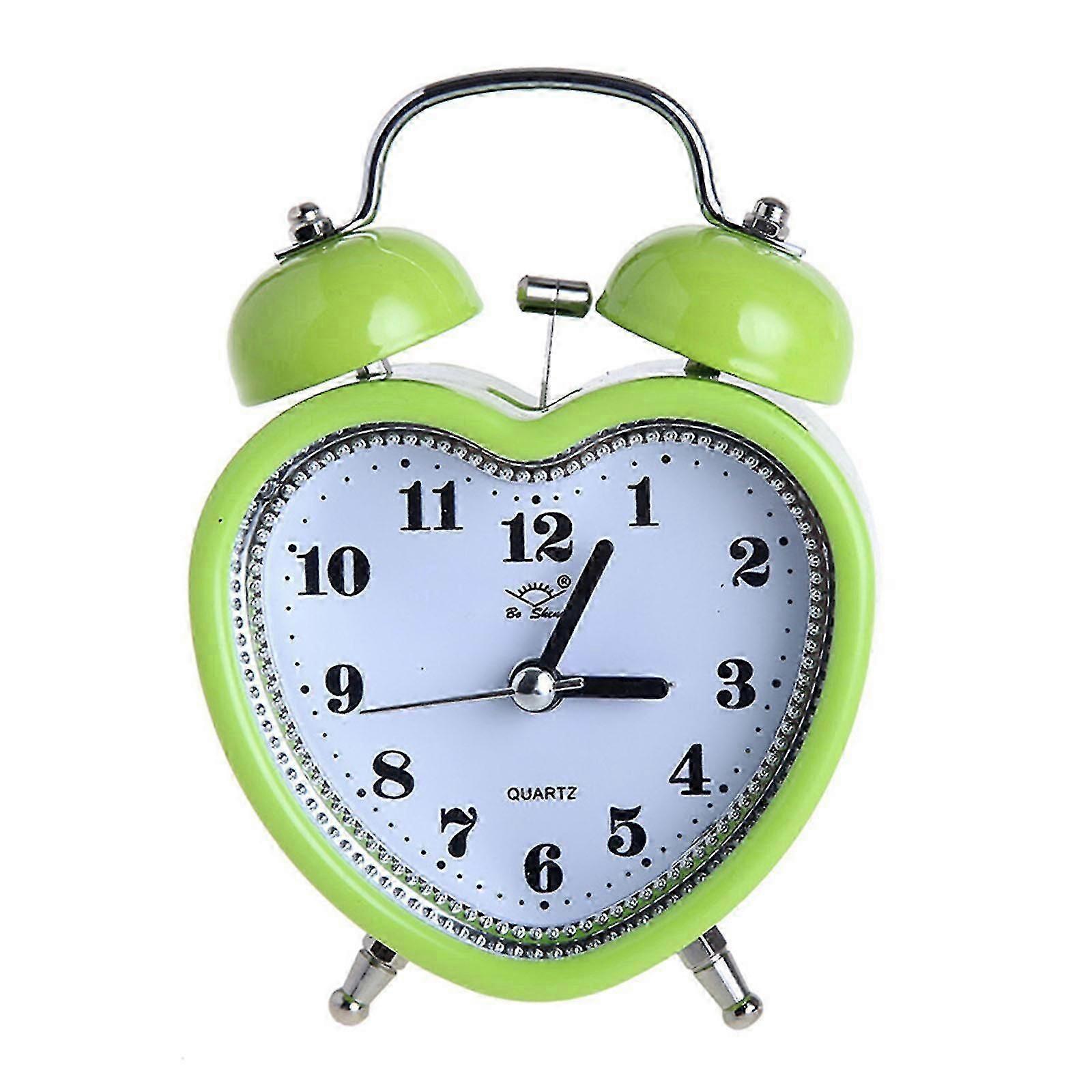 Heart Shape Bell Alarm Clock No Ticking Silent Night Light Time Clocks
