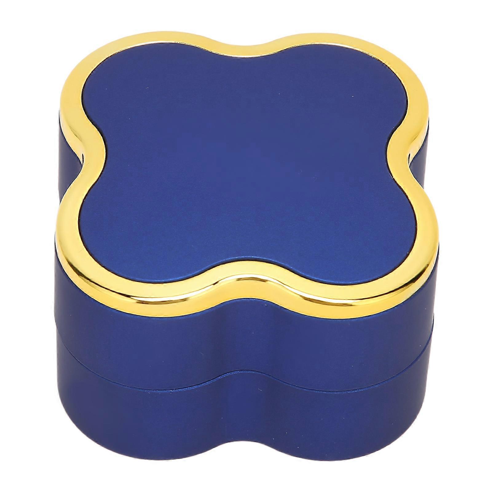 Navy Blue Four Leaf Clover Ring Box - Portable Jewelry Storage with Light for Engagements