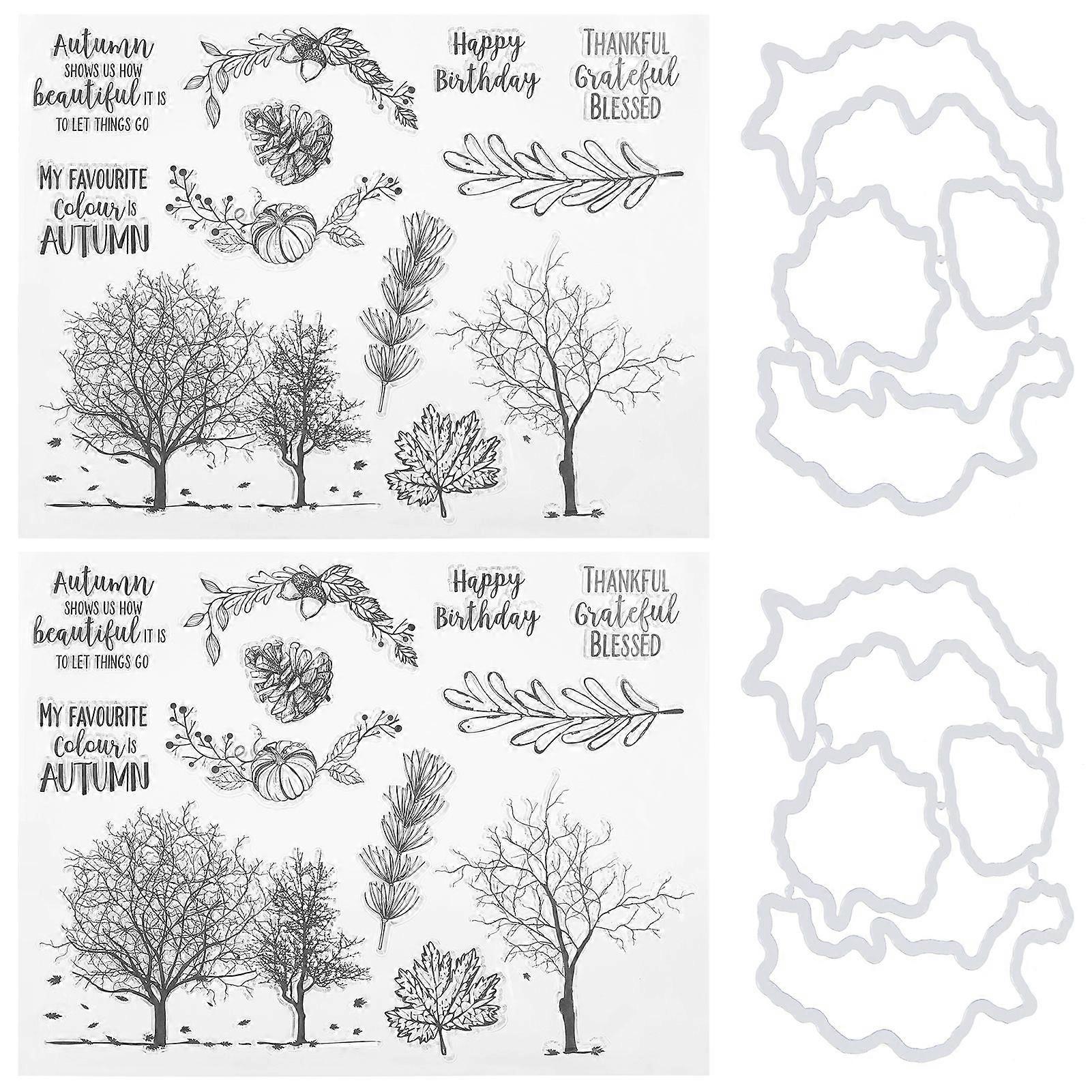 2Sets Transparent Stamp TPR Clear Embossing Scrapbook DIY Craft Tool W/Cutting Die